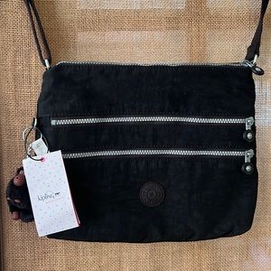 Kipling Alvar Black Crossbody Bag Multiple Compartments 13” x 10.25” x 1.75”
